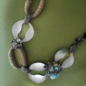 ALEXIS BITTAR • Rare Vintage Mixed Media Lucite Hemp Gemstone Crystal  Necklace